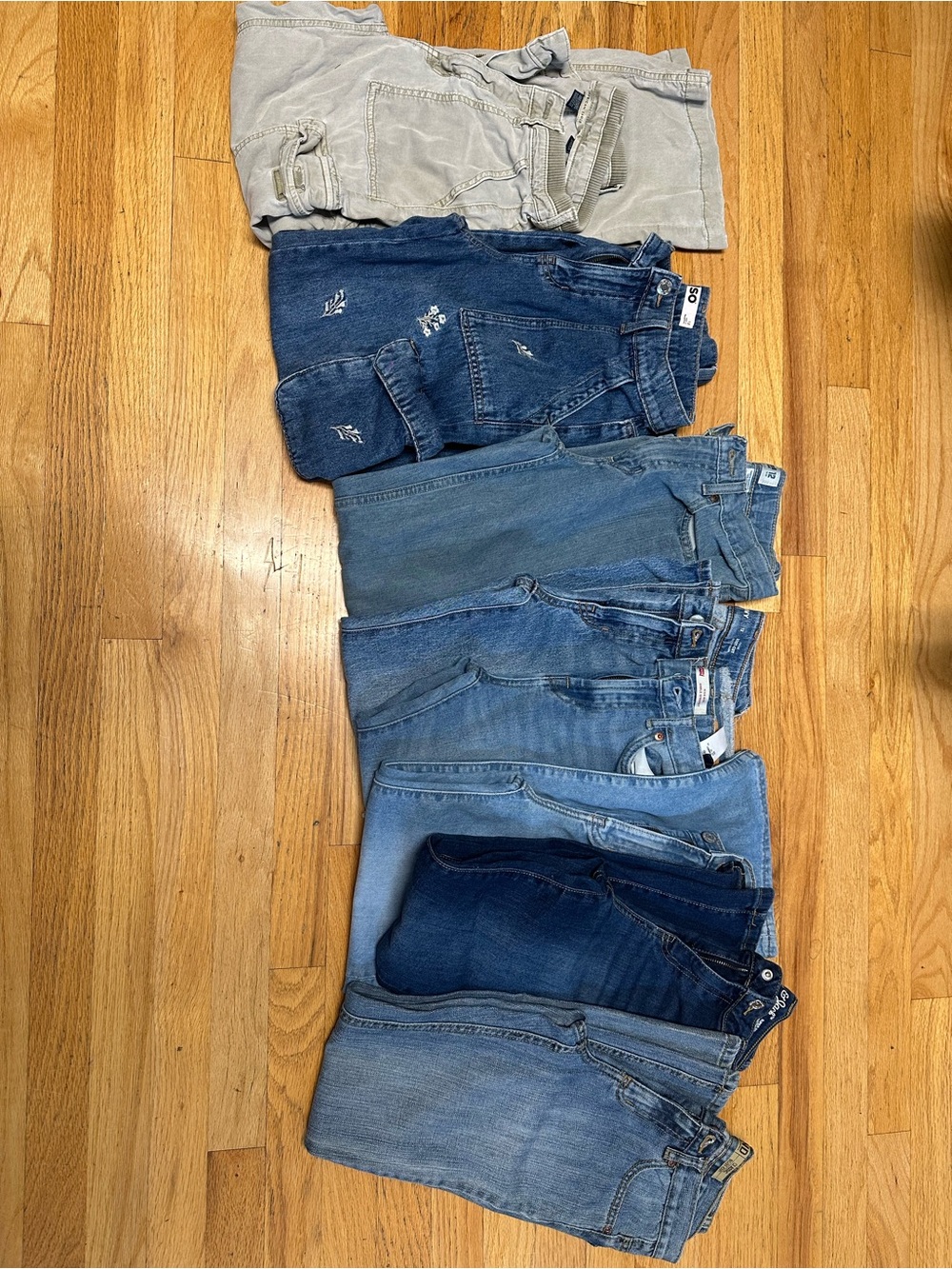 Mixed Denim Jeans Pack - Various Blue Shades + Light Tan Pair